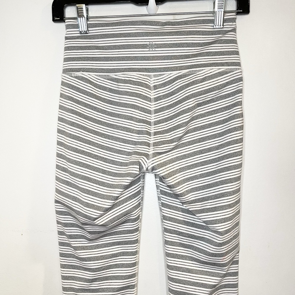 Athleta Heather Stripe Chaturanga Capri Legging XS Gray White  591368 - Picture 4 of 7